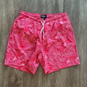 Trunks‎ Swim Trunks Red White Print Size Medium